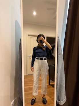 「Levi’s MADE＆CRAFTED（リーバイスメードアンドクラフテッド）のアイテム」を使った、Echo Zhaoさん（レディース・153cm）の春コーディネート