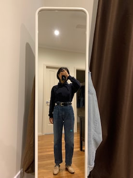 「Levi’s MADE＆CRAFTED（リーバイスメードアンドクラフテッド）のアイテム」を使った、Echo Zhaoさん（レディース・153cm）の春コーディネート