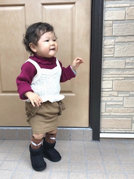 「アイテム（スカート）」を使った、senaさん（キッズ・80cm）の冬コーディネート
