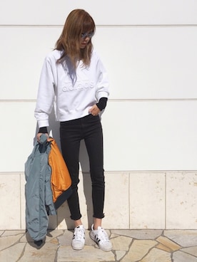 「MOUSSY（マウジー）のアイテム（ブルゾン）」を使った、asammyさん（レディース・170cm）の冬コーディネート