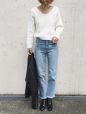 「UNIQLO（ユニクロ）のアイテム（ライダースジャケット）」を使った、asammyさん（レディース・170cm）の春コーディネート
