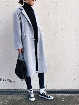 「アイラブCONVERSE」｜「アイテム（トレンチコート）」を使った、asammyさん（レディース・170cm）の冬コーディネート
