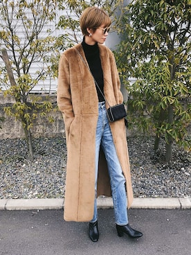 「ハイウエストストレートジーンズ」｜asammyさん（レディース・170cm）の冬コーディネート