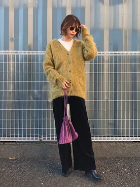 「ISOOK（アイスー）のアイテム（パンツ）」を使った、asammyさん（レディース・170cm）の冬コーディネート