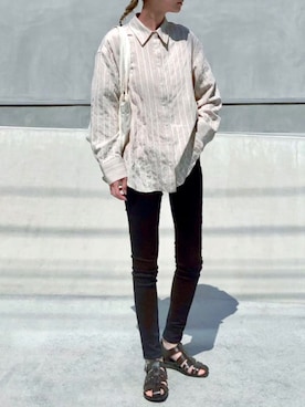 「UNIQLO（ユニクロ）のWOMEN ウルトラストレッチジーンズ（デニムパンツ）」を使った、asammyさん（レディース・170cm）の春コーディネート