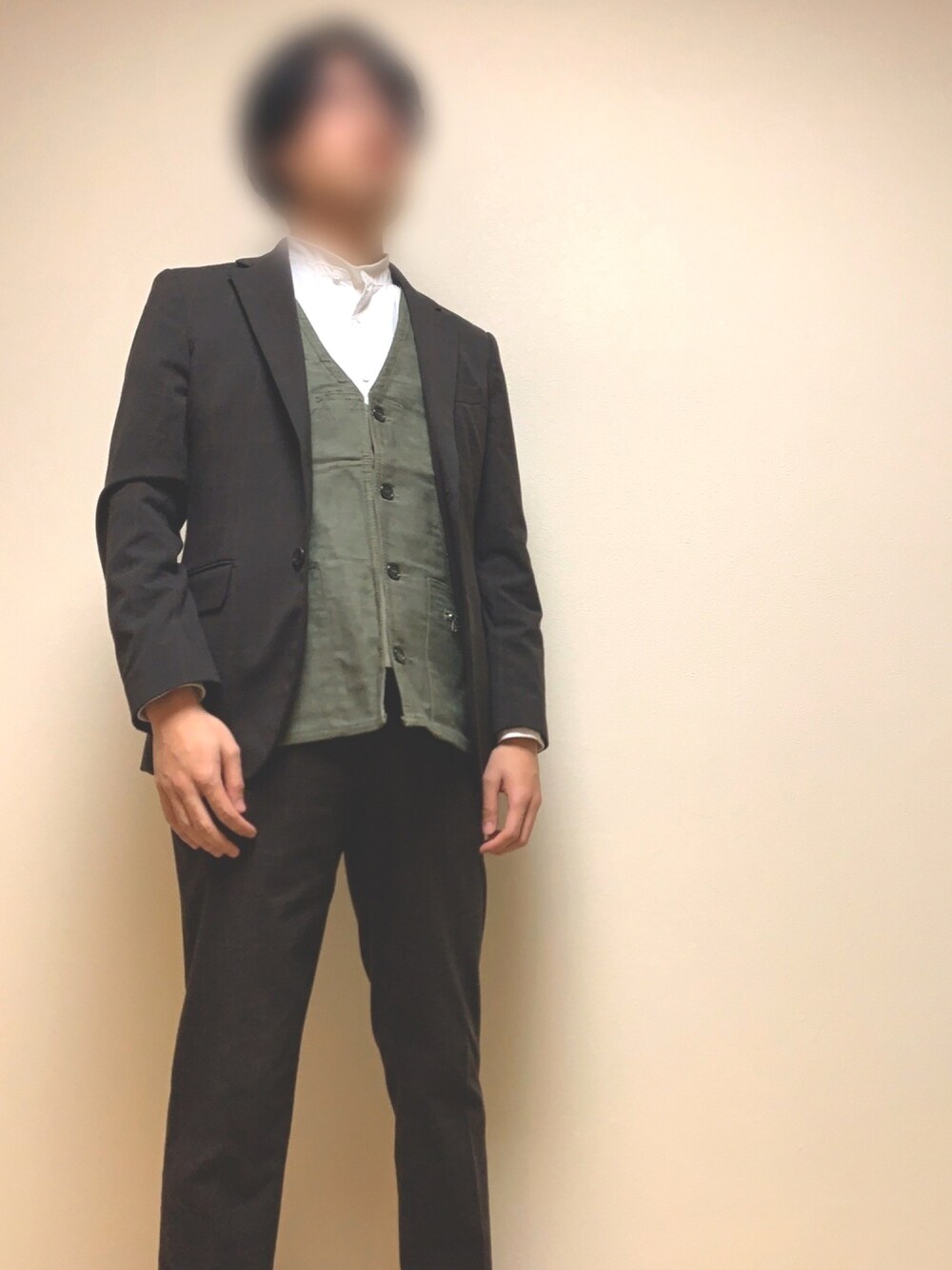 テーラードジャケットを使った「ハンティングベスト」のメンズ人気 