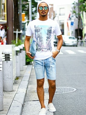 デニムショートパンツ のメンズ人気ファッションコーディネート Wear