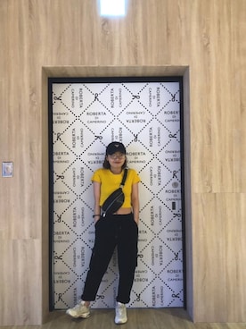 「plain-me（プレインミー）のアイテム（パンツ）」を使った、pan2hen215さん（レディース・158cm）の春コーディネート