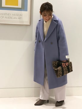 「オールホワイト」｜「アイテム（チェスターコート）」を使った、B:MING by BEAMS WOMENさん（レディース・152cm）の秋コーディネート