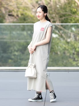 「Manhattan Portage（マンハッタンポーテージ）のアイテム（ワンピース/ドレス）」を使った、B:MING by BEAMS WOMENさん（レディース・158cm）の春コーディネート