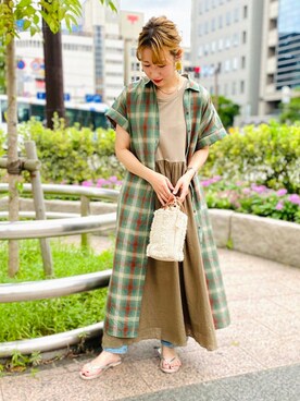 「PENDLETON（ペンドルトン）のアイテム（ワンピース/ドレス）」を使った、B:MING by BEAMS WOMENさん（レディース・158cm）の夏コーディネート