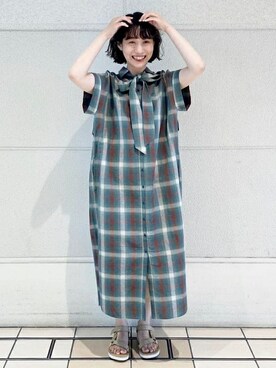 「PENDLETON（ペンドルトン）のアイテム（ワンピース/ドレス）」を使った、B:MING by BEAMS WOMENさん（レディース・162cm）の夏コーディネート