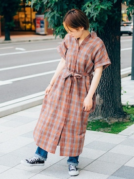 「PENDLETON（ペンドルトン）のアイテム（ワンピース/ドレス）」を使った、B:MING by BEAMS WOMENさん（レディース・153cm）の夏コーディネート