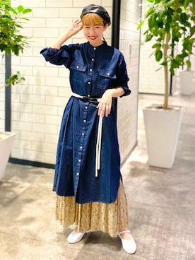 「Casselini（キャセリーニ）のアイテム（ハンチング/ベレー帽）」を使った、B:MING by BEAMS WOMENさん（レディース・158cm）の夏コーディネート