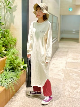 「Manhattan Portage（マンハッタンポーテージ）のアイテム（ワンピース/ドレス）」を使った、B:MING by BEAMS WOMENさん（レディース・158cm）の夏コーディネート