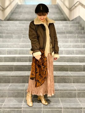 「ボア」｜「アイテム（セットアップ）」を使った、B:MING by BEAMS WOMENさん（レディース・155cm）の秋コーディネート