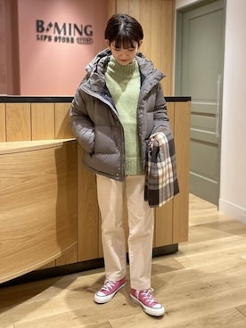 「ピスタチオ」｜「アイテム（ダウンジャケット/コート）」を使った、B:MING by BEAMS WOMENさん（レディース・155cm）の秋コーディネート