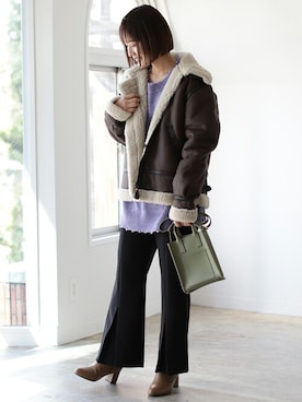 「オーバーコート」｜「アイテム（ブルゾン）」を使った、B:MING by BEAMS WOMENさん（レディース・159cm）の冬コーディネート