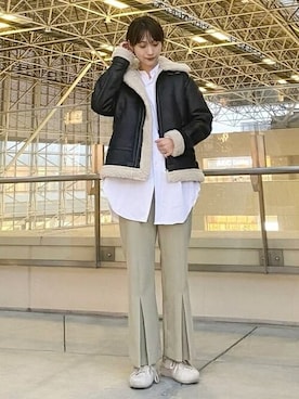 「ピスタチオ」｜「アイテム（ブルゾン）」を使った、B:MING by BEAMS WOMENさん（レディース・162cm）の冬コーディネート