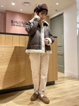 「オーバーコート」｜「アイテム（ブルゾン）」を使った、B:MING by BEAMS WOMENさん（レディース・155cm）の冬コーディネート