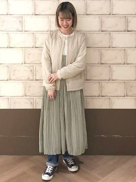 「ピスタチオ」｜「アイテム（ブルゾン）」を使った、B:MING by BEAMS WOMENさん（レディース・158cm）の冬コーディネート