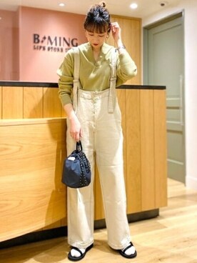 「ピスタチオ」｜「アイテム（サロペット/オーバーオール）」を使った、B:MING by BEAMS WOMENさん（レディース・158cm）の春コーディネート