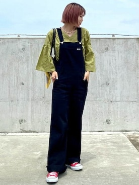 「Wrangler」｜「アイテム（オールインワン・サロペット）」を使った、B:MING by BEAMS WOMENさん（レディース・155cm）の夏コーディネート