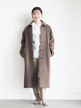 「BEAMS」｜「アイテム（ステンカラーコート）」を使った、B:MING by BEAMS WOMENさん（レディース・153cm）の冬コーディネート