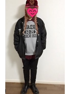 「FUCT」｜🐹さん（レディース・161cm）の冬コーディネート