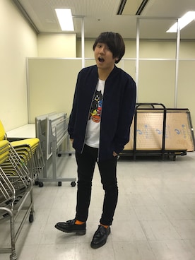 「H&M（エイチ・アンド・エム）のアイテム（ジャケット/アウター）」を使った、にしのさん（メンズ・171cm・20代）の冬コーディネート