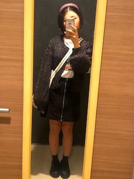 「アイテム（カチューシャ、パープル系）」を使った、せりさん（レディース・155cm）の春コーディネート