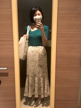 「AMERI」｜「アイテム（トートバッグ）」を使った、せりさん（レディース・155cm）の夏コーディネート