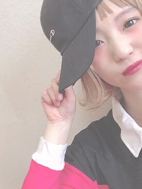 「Champion（チャンピオン）のアイテム（キャップ、ブラック系）」を使った、ももたろうさん（レディース・154cm）の秋コーディネート