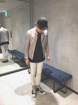 「DIESEL OSAKA」｜「アイテム（ライダースジャケット）」を使った、SHOさん（メンズ・177cm）の冬コーディネート