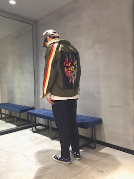 「DIESEL OSAKA」｜「アイテム（ナイロンジャケット）」を使った、SHOさん（メンズ・177cm）の冬コーディネート