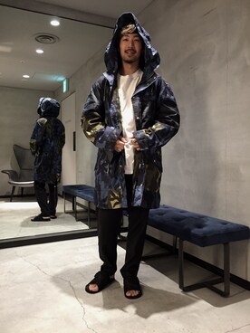 「DIESEL（ディーゼル）のアイテム（モッズコート）」を使った、SHOさん（メンズ・177cm）の夏コーディネート