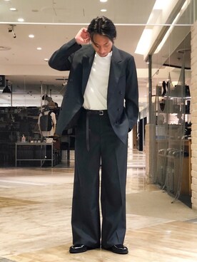 「SET UP」｜「アイテム（スラックス）」を使った、Shunsuke Itoさん（メンズ・173cm）の秋コーディネート