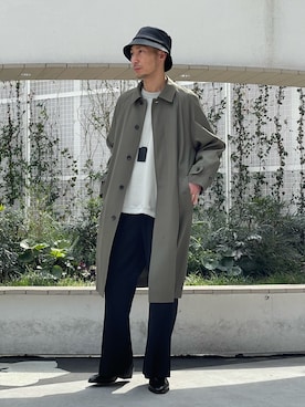 「Lui's（ルイス）のアイテム（ステンカラーコート）」を使った、Shunsuke Itoさん（メンズ・173cm）の春コーディネート
