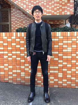 「MIHARAYASUHIRO（ミハラヤスヒロ）のアイテム（ライダースジャケット）」を使った、Daisuke Aさん（メンズ・168cm）の春コーディネート