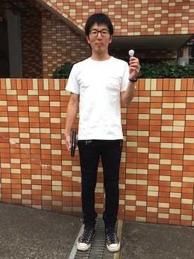 「SAINT LAURENT PARIS（サンローランパリ）のアイテム（財布/小物）」を使った、Daisuke Aさん（メンズ・168cm）の夏コーディネート