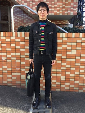 「JOHN LAWRENCE SULLIVAN（ジョンローレンスサリバン）のアイテム（デニムジャケット）」を使った、Daisuke Aさん（メンズ・168cm）の冬コーディネート