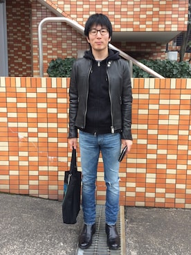 「MIHARAYASUHIRO（ミハラヤスヒロ）のアイテム（ライダースジャケット）」を使った、Daisuke Aさん（メンズ・168cm）の春コーディネート