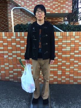 「ATTACHMENT（アタッチメント）のアイテム（ダッフルコート）」を使った、Daisuke Aさん（メンズ・168cm）の冬コーディネート