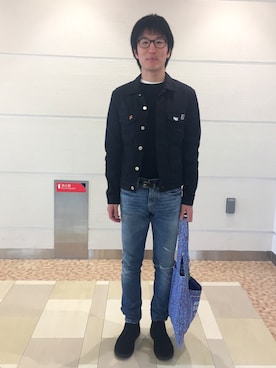 「JOHN LAWRENCE SULLIVAN（ジョンローレンスサリバン）のアイテム（デニムジャケット）」を使った、Daisuke Aさん（メンズ・168cm）の冬コーディネート