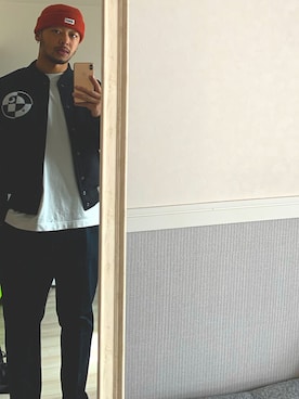 「Carhartt（カーハート）のアイテム（スタジャン）」を使った、坂下碧あだ名（Johnny）さん（メンズ・177cm）の秋コーディネート