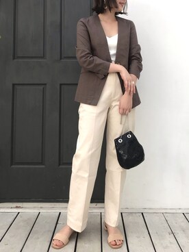 「平成最後のWEARISTAセンバツ」｜「アイテム（ノーカラージャケット）」を使った、makiさん（レディース・160cm）の春コーディネート