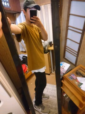 「NIKE（ナイキ）のアイテム（スニーカー、グレー系）」を使った、りよんさん（メンズ・163cm）の夏コーディネート