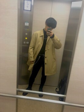 「韓国」｜「アイテム（トレンチコート）」を使った、のべちゃんさん（メンズ・173cm）の冬コーディネート
