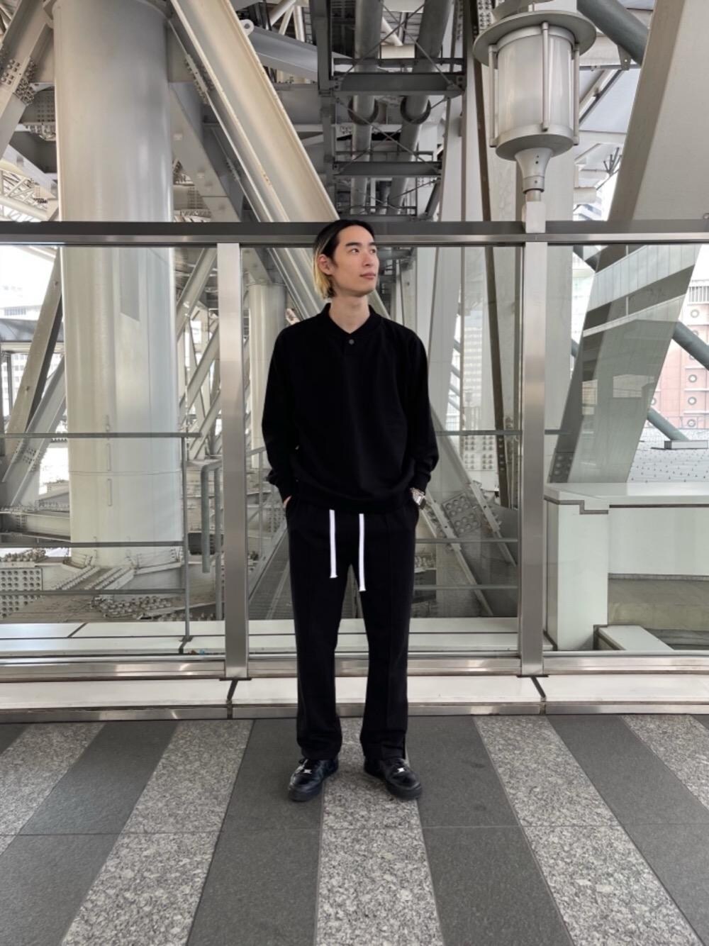 「ビューティ&ユース、beauty&youth、モンキータイム、ユナイテッドアローズ、MONKEY TIME、unitedarrows」｜「MONKEY TIMEの＜monkey time＞ TC F/TRY HENRY NECK/スウェット（スウェット、ブラック系）」を使った、Syunsuke Mizuhataさん（メンズ・185cm）の冬コーディネートの1枚目の写真