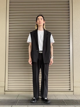 「アイテム（ベスト）」を使った、Syunsuke Mizuhataさん（メンズ・185cm）の春コーディネート